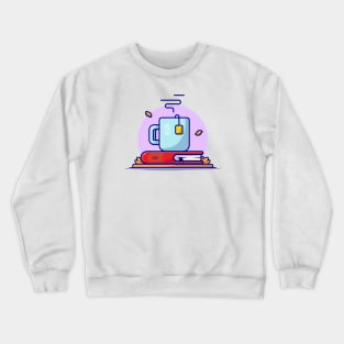 Hot Tea with Book Cartoon Vector Icon Illustration Crewneck Sweatshirt